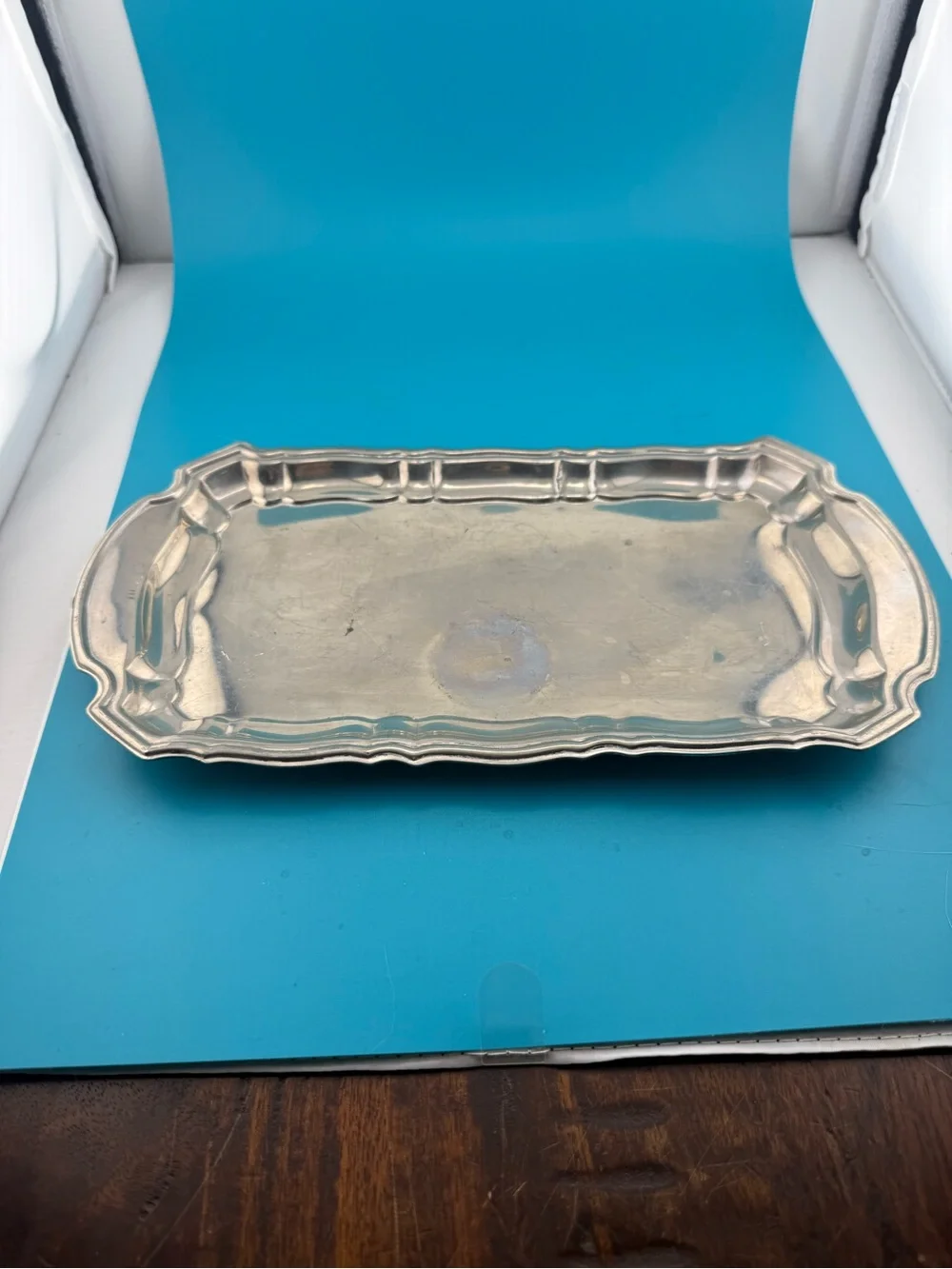 Vintage Silverplate Scalloped Serving Vanity Tray 9.5”
